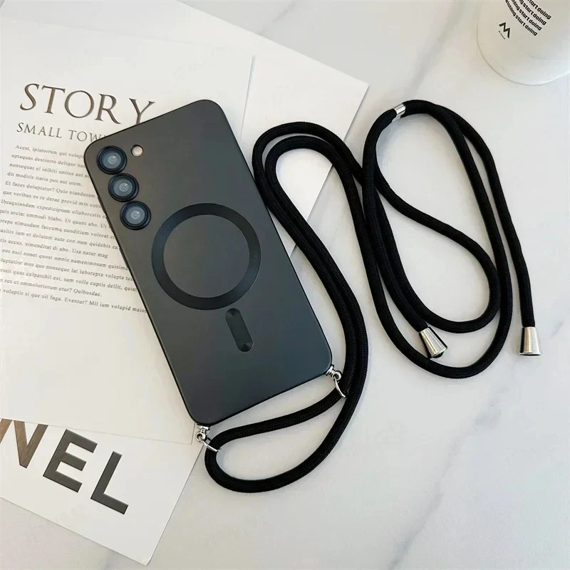 Luxuriöse Crossbody-Hülle mit Magnetverschluss und Trageriemen, Magsafe-kompatibel, Weiche Silikonhülle – Bild 4