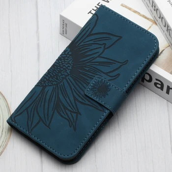 Funda iPhon 14 Wallet Flip Phone Case Hüllen Sonnenblumen Leder Back Cover Frauen