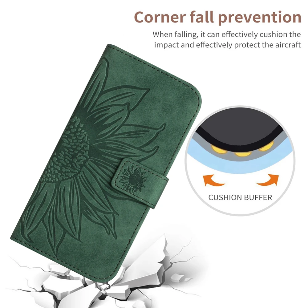 Funda iPhon 14 Wallet Flip Phone Case Hüllen Sonnenblumen Leder Back Cover Frauen – Bild 2