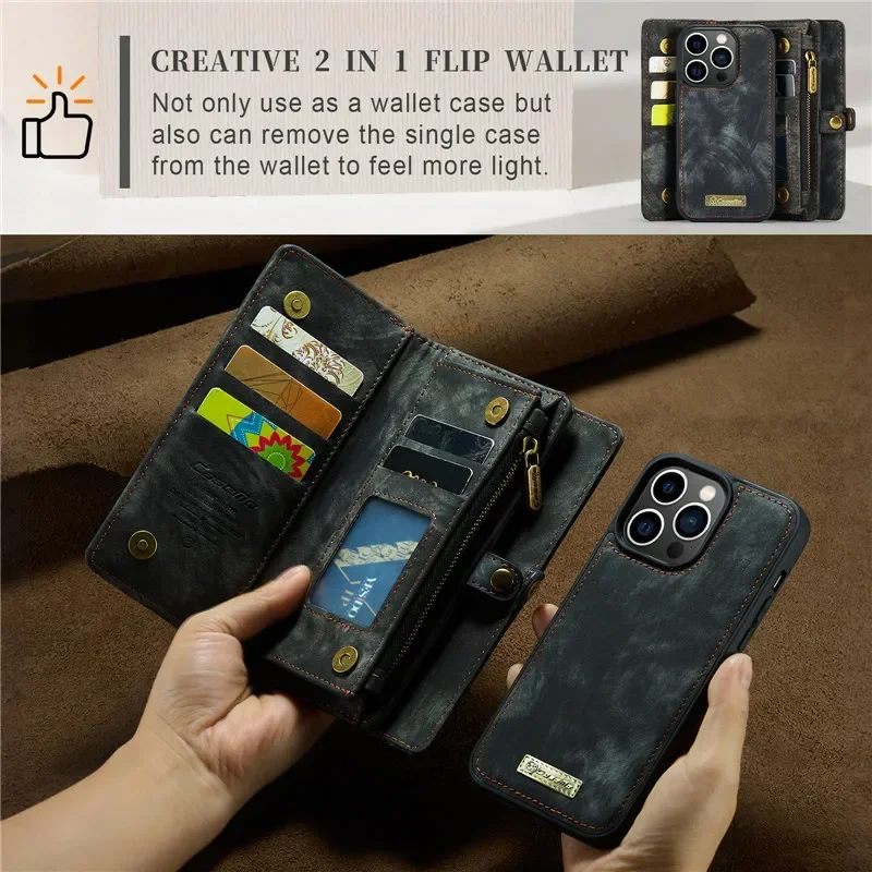 CaseMe Lanyard Leder-Brieftaschenhülle mit Magnetverschluss und Kartenfächern – Bild 2