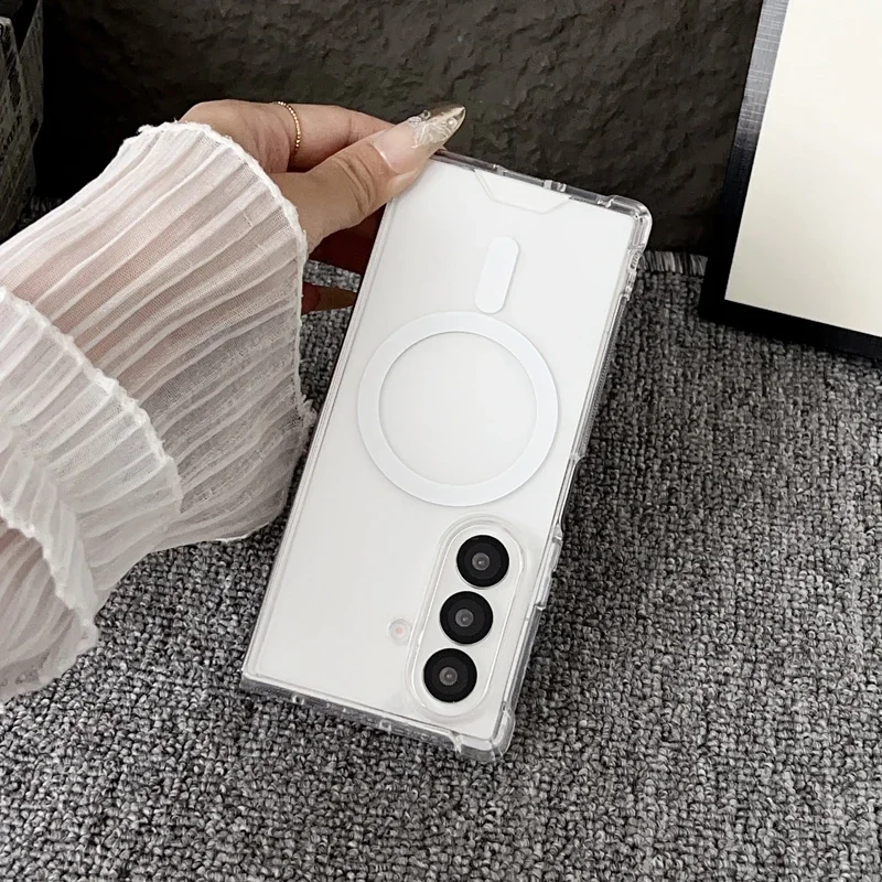 Für Magsafe Hülle Fold7 Fold6 Fold5 Fold4 Magnetisches kabelloses Laden stoßfeste klare Rückseite – Bild 2