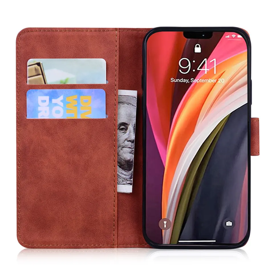 Flip Telefon Brieftasche Ledertasche 6S 7 8 Plus Karte Slots Stand Abdeckung D26F – Bild 4