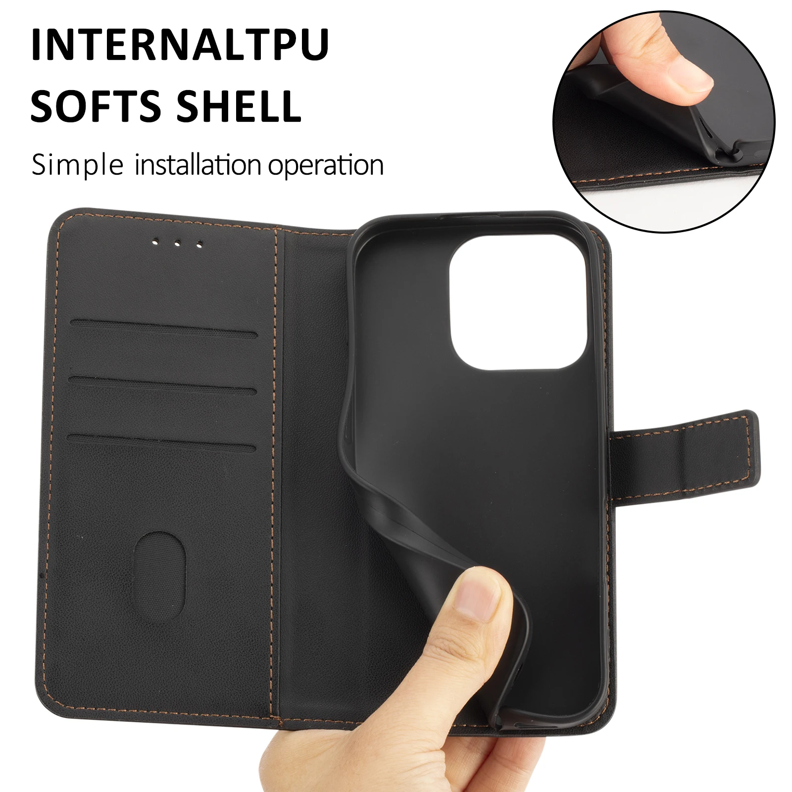 Flip Wallet Schutzhülle Handyhülle Einfach und Stilvoll mit Kartenfach Kunstleder Schutzcover – Bild 5
