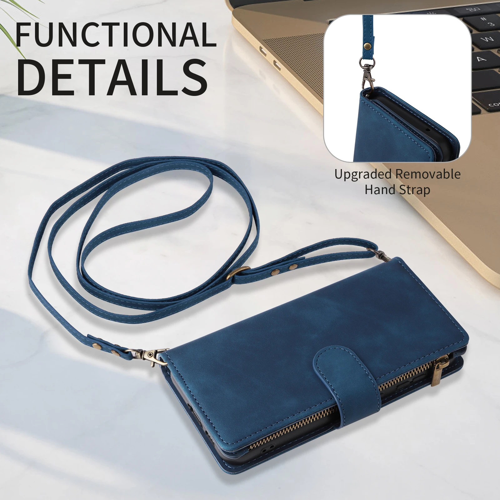 Crossbody Reißverschluss Kartenhalter Brieftasche Tasche Hülle Cover – Bild 5
