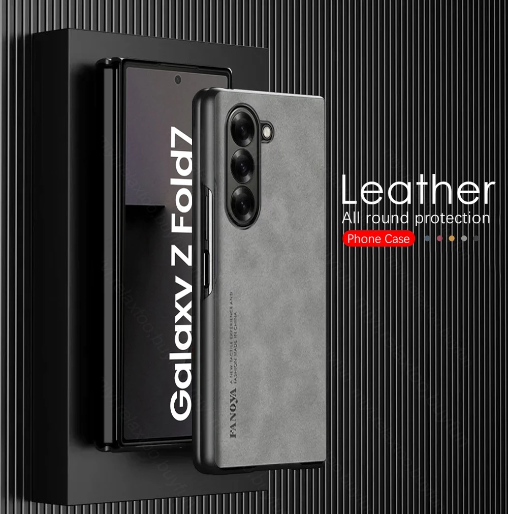 Galaxy Z Fold7: Luxuriöse Vintage Lammleder-Hülle Fold Schlanke Stoßfeste Schutzhülle