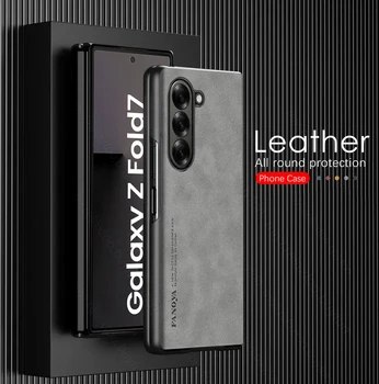 Galaxy Z Fold6: Luxuriöse Vintage Lammleder-Hülle Fold Schlanke Stoßfeste Schutzhülle