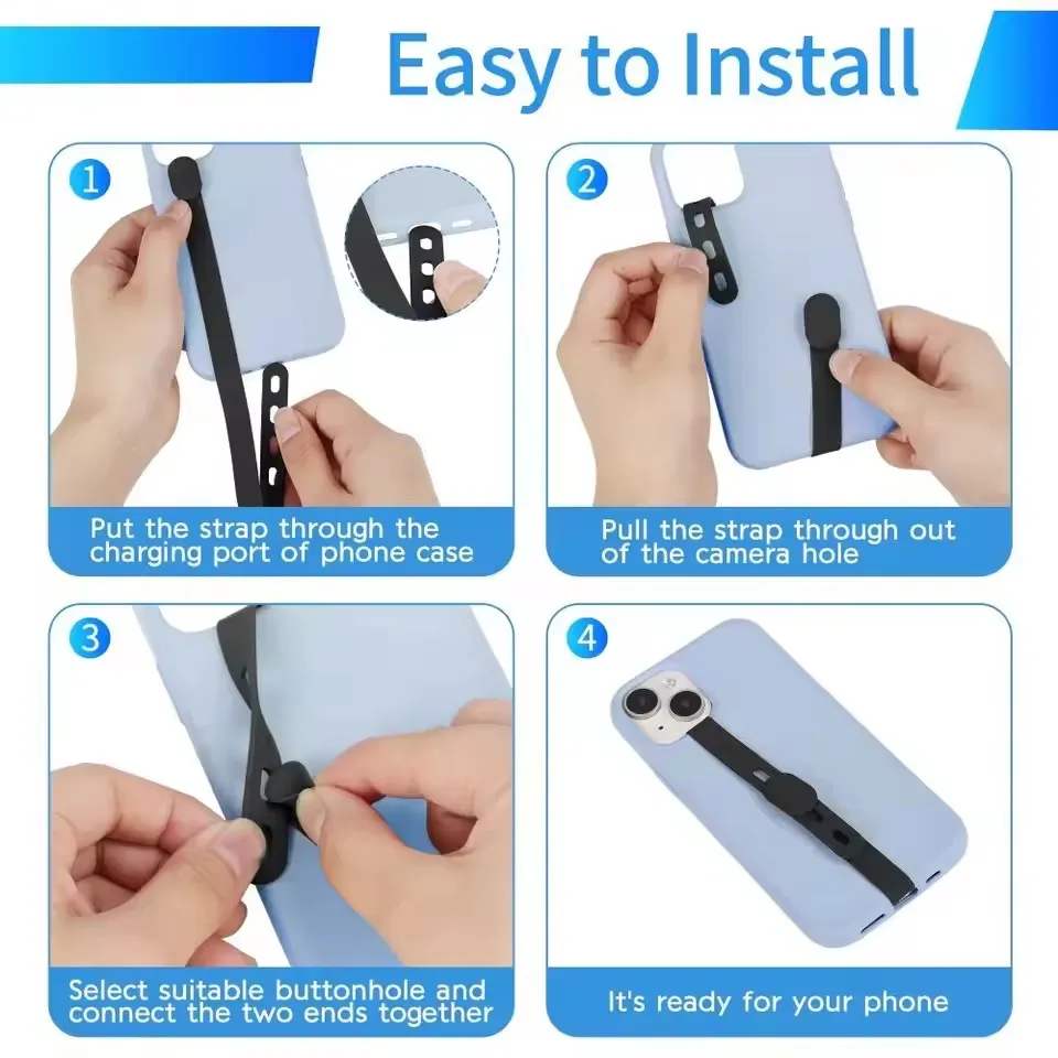 Tragbare Silikon Telefon Strap Einstellbare Anti-verloren Telefon Fall Armband Elastische Telefon Hand Band Telefon Zubehör – Bild 3
