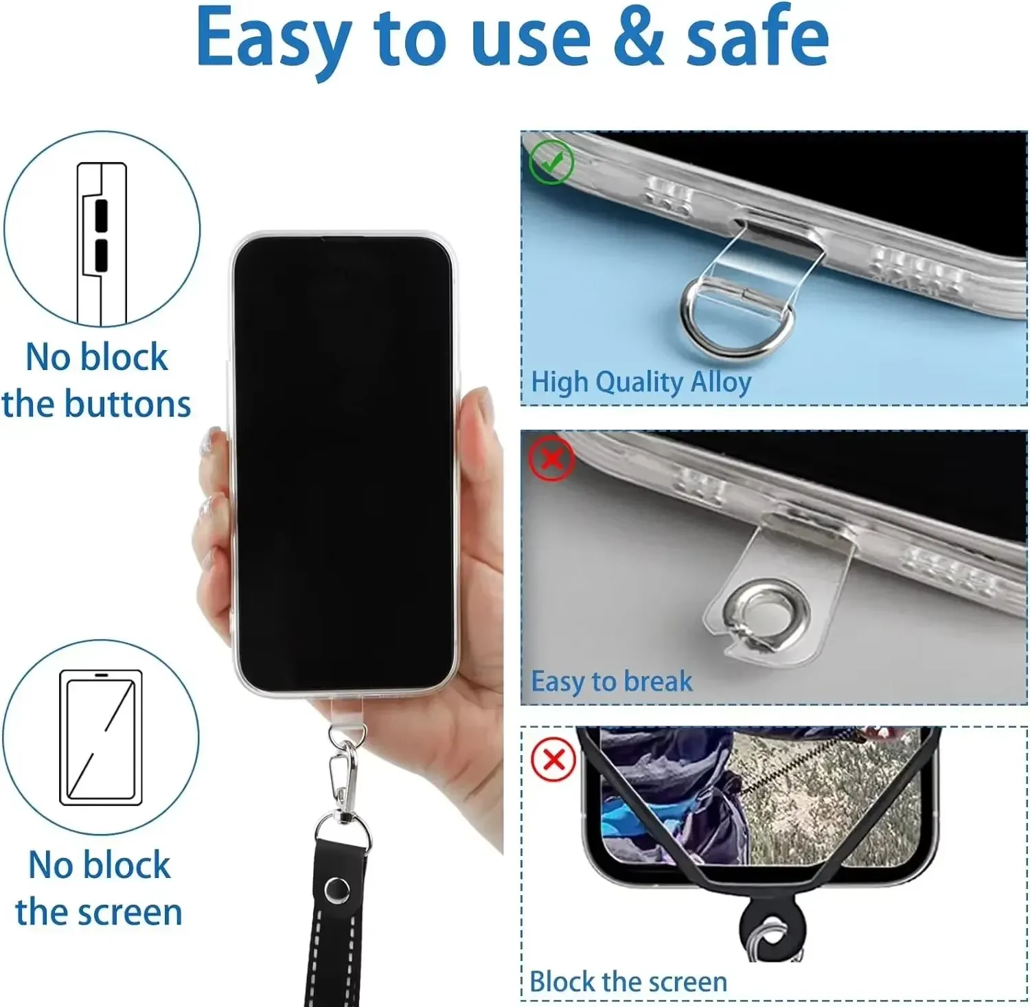 10/5/1 Stück Universelles TPU Handy Anti-Verlust-Lanyard Kartenhalter Nylon Abnehmbare Handy-Hängeschnur Gurt Patch – Bild 5