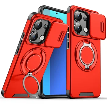 Redmi Note 13 Pro 5G: Stoßfeste magnetische Hülle Slide Kamera Objektiv Ring Ständer Schutzhülle Hülle
