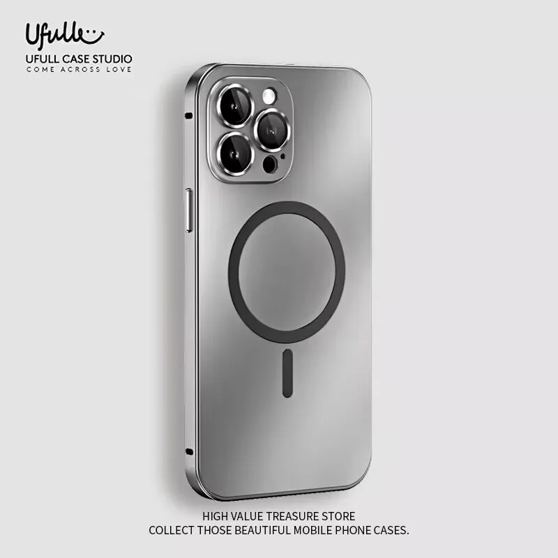 iPhone 13: Aluminium Metall Rahmen Magnetische Fall Für Magsafe Drahtlose Lade objektiv Film PC Zurück Panel