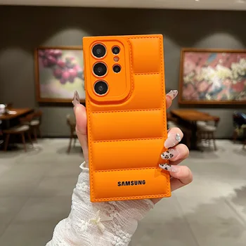 Galaxy A55: Wave Puffer Daunenjacke Handyhülle Einfarbig stoßfeste Softcover