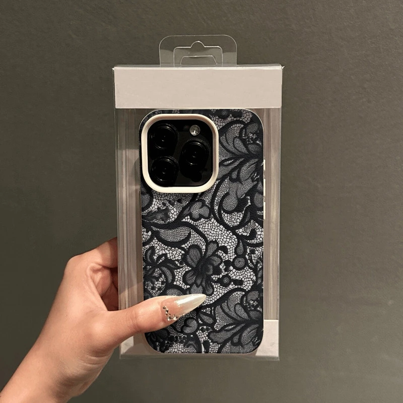Sexy Spitze Muster Telefon Fall 17Air 16 15 14 Plus 13 12 11 17 Pro max 16 Plus Silikon Stoßstange Abdeckung Fall Funda – Bild 4