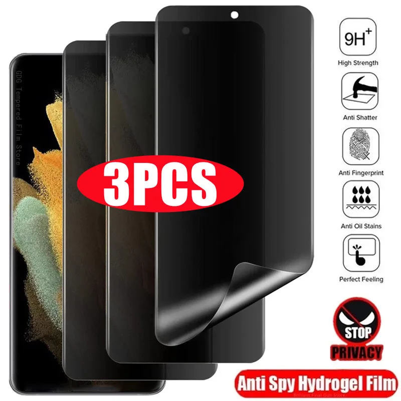 Galaxy S21+: 3 Stück Privatsphäre-Hydrogel-Folie Displayschutz Ohne Fingerabdruck-Entsperrung
