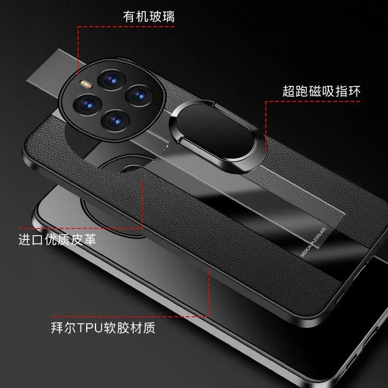 Luxus Plexiglas Leder Telefon Fall Magnetische Ring Halter Stoßfest Abdeckung Für Magic 7 Lite 6 lite 5G – Bild 5