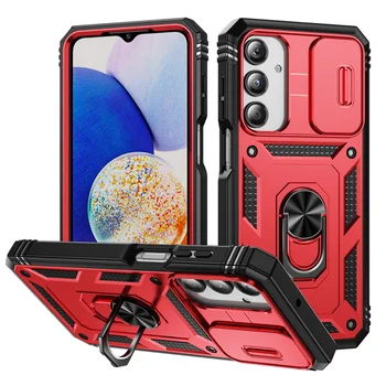 Galaxy A25: Volle Schutz Rüstung Stoßfest Fall Rutsche Kamera Ring Stand Abdeckung