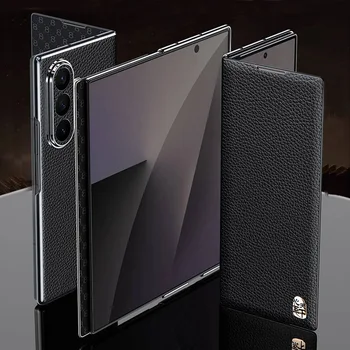 Galaxy Z Fold5: Echtlederhülle Hülle Magnetische Klapphülle Fold6 Fold7 Gehäuse