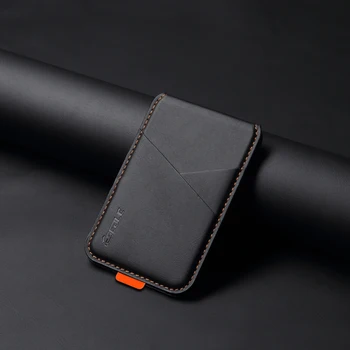 iPhone 14 Pro: Luxus Leder Handy Magsafe Magnetische Karte Halter RFID Anti-skimming Bank ID Karte
