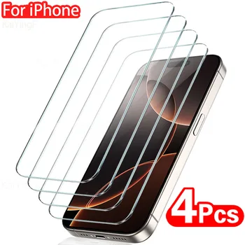 iPhone 15 Plus: 4Pcs Volle Abdeckung Gehärtetem Glas Screen Protector Glas