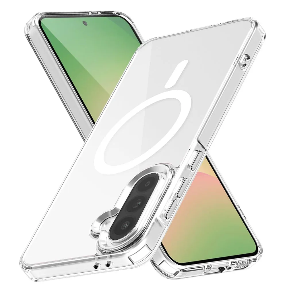 Galaxy A56: Stoßfeste transparente Hülle Handyhülle für Magsafe magnetische transparente Schutzhülle.