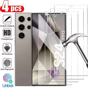 Galaxy S25: NNBILI 4PCS Volle Abdeckung Gehärtetes Glas Fingerprint Screen Protector Schutzhülle HD glas