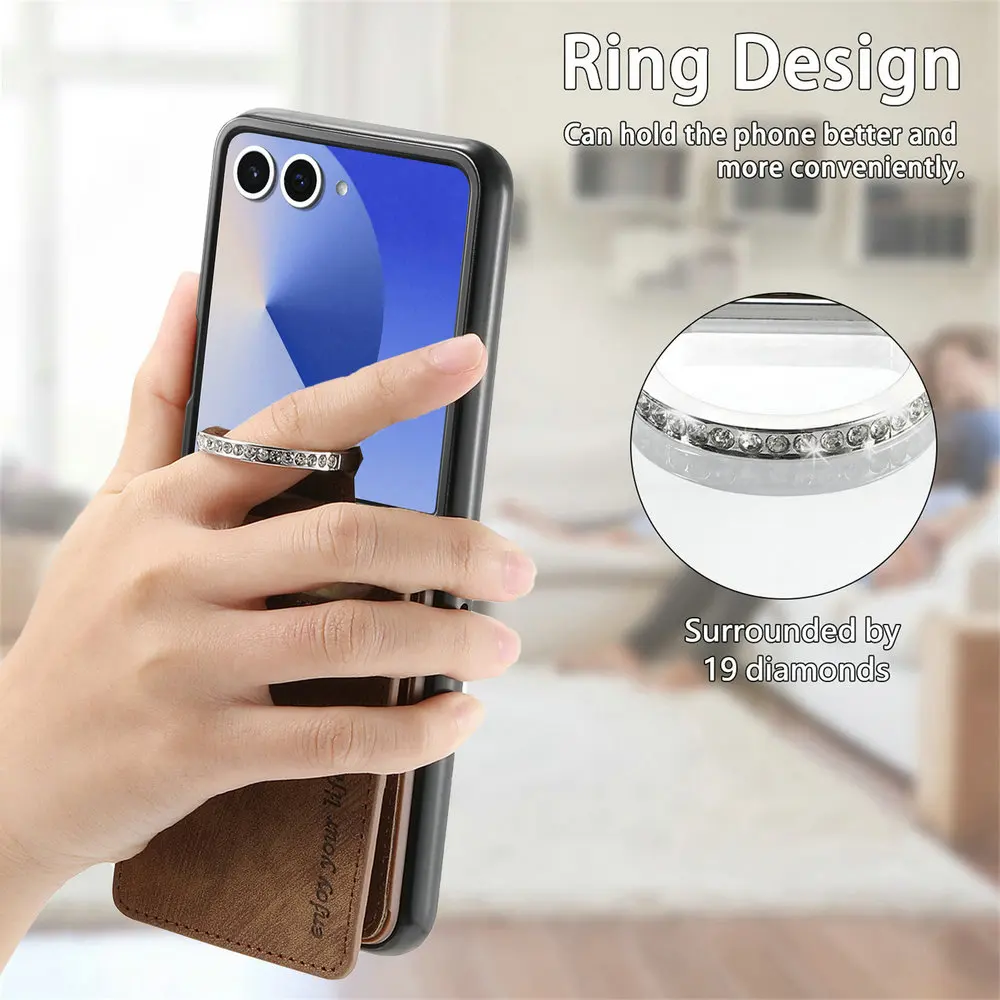 Flip7 FE Luxus-Hülle Faltbare Abdeckung Leder-Kartenhalter Rückseite Capa Ring Funda – Bild 3