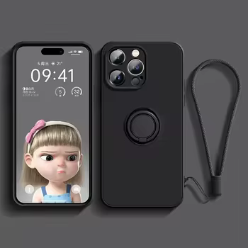 iPhone 13: Flüssigsilikonhülle Handyhalter Ringständer Schutzhülle mit Handschlaufe