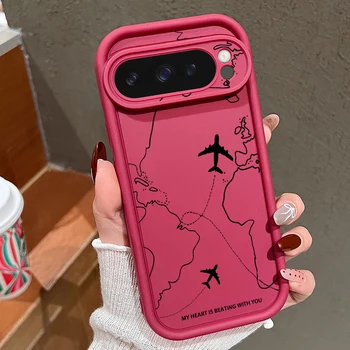 Pixel 9: TPU-Hülle mit Flugzeugmuster, stoßfeste, einfarbige, weiche Silikonhülle