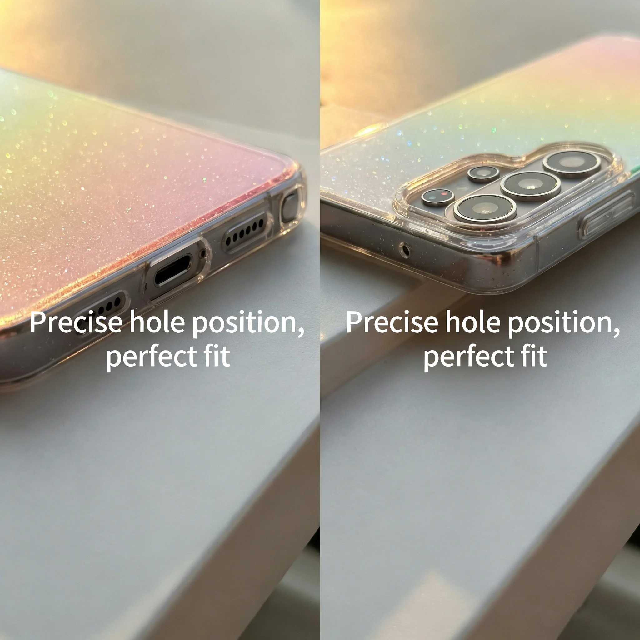 Laser-Gradient-Klarhülle Glitzer Bunte Regenbogen-Schutzhülle.Funda – Bild 4