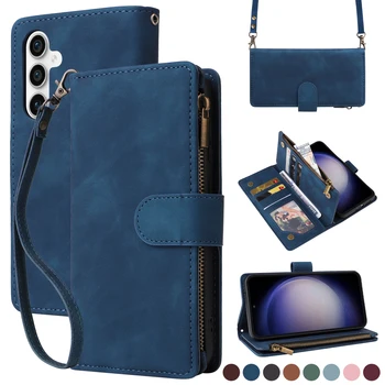 Galaxy S23+: Crossbody Reißverschluss Kartenhalter Brieftasche Tasche Hülle Cover
