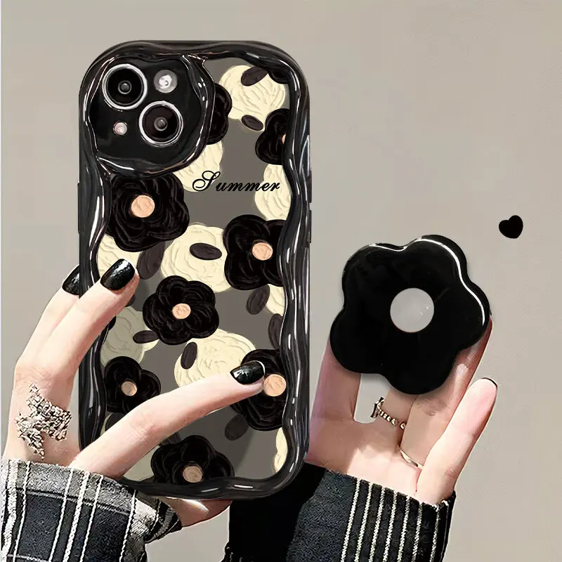 Rosa Lächeln Blumendruck Halterung Hülle Floral Case Cover – Bild 6