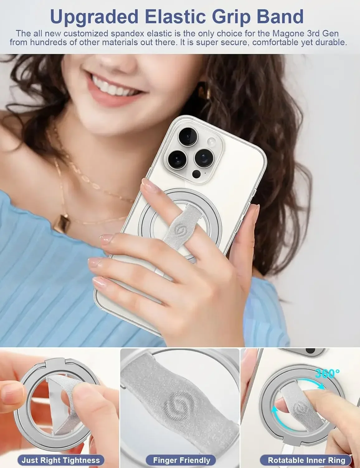 EWA MagOne 3. Generation MagSafe Handyhalterung Magnetischer Handyring-Ständer Magnetgriff für Alle Telefonmodelle – Bild 3