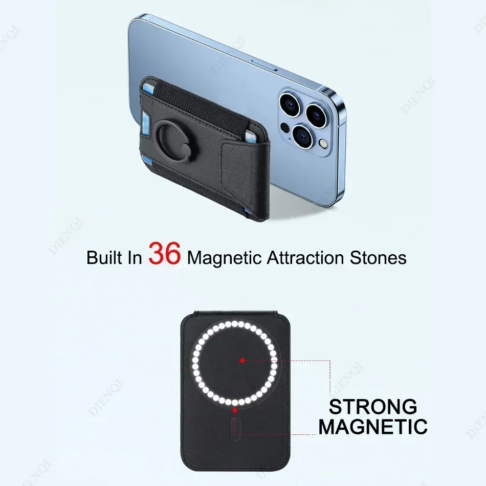 Magsafe Handy-Geldbörse, Kartenhalter mit Ringständer, Klappenabdeckung, Pu-Leder-Geldbörse, magnetische Handyhülle für – Bild 6