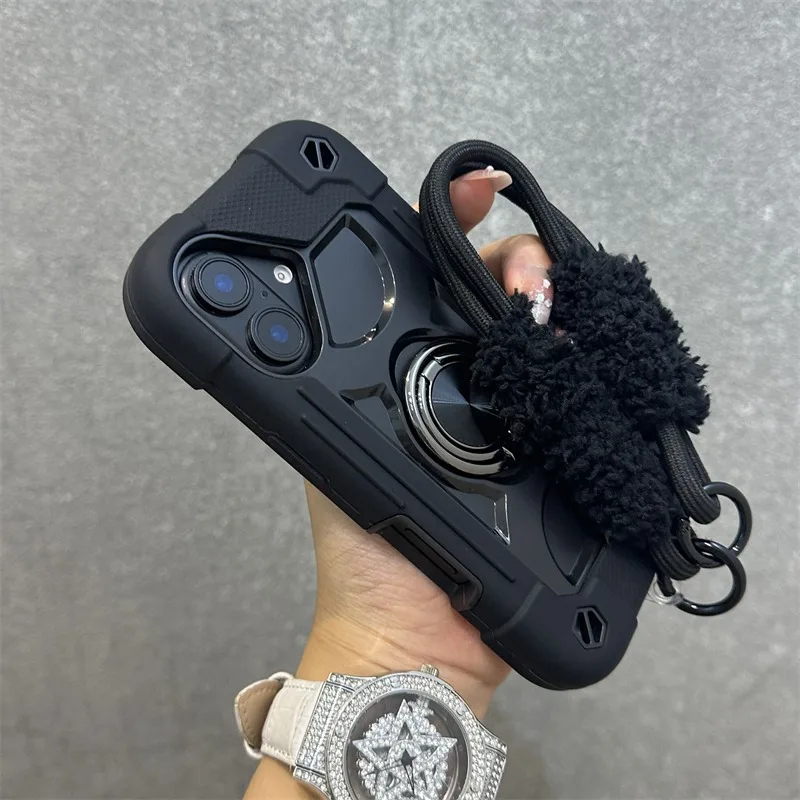 3-in-1 Ringhalter Schutzhülle Stoßfest mit Lanyard-Kette – Bild 2