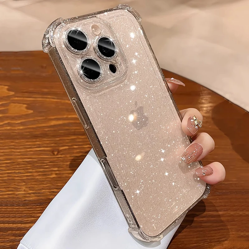 Luxuriöse stoßfeste Bling-Glitzer-Handyhülle, transparente Softcover – Bild 4
