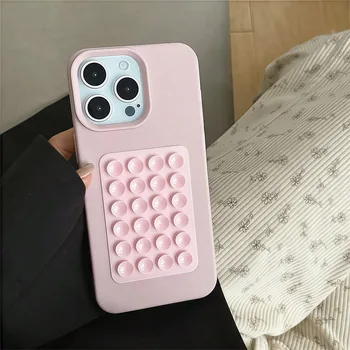 IPhone 15 Pro Max: 3D-Saugnapf-Ständer, Litschi-Muster, Handyhülle, stoßfeste Abdeckung