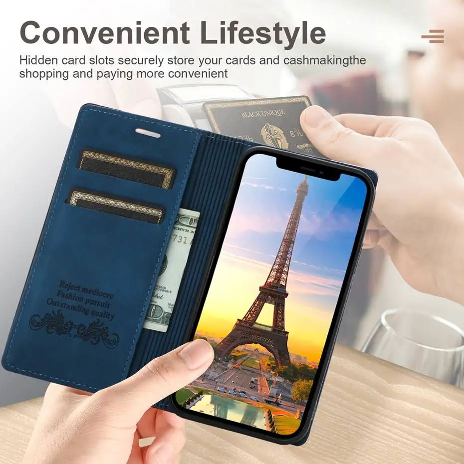 Luxus Leder Telefon Fall 9Pro 5G Flip buch Karte Halter Brieftasche Magnetische Telefon Tasche – Bild 4