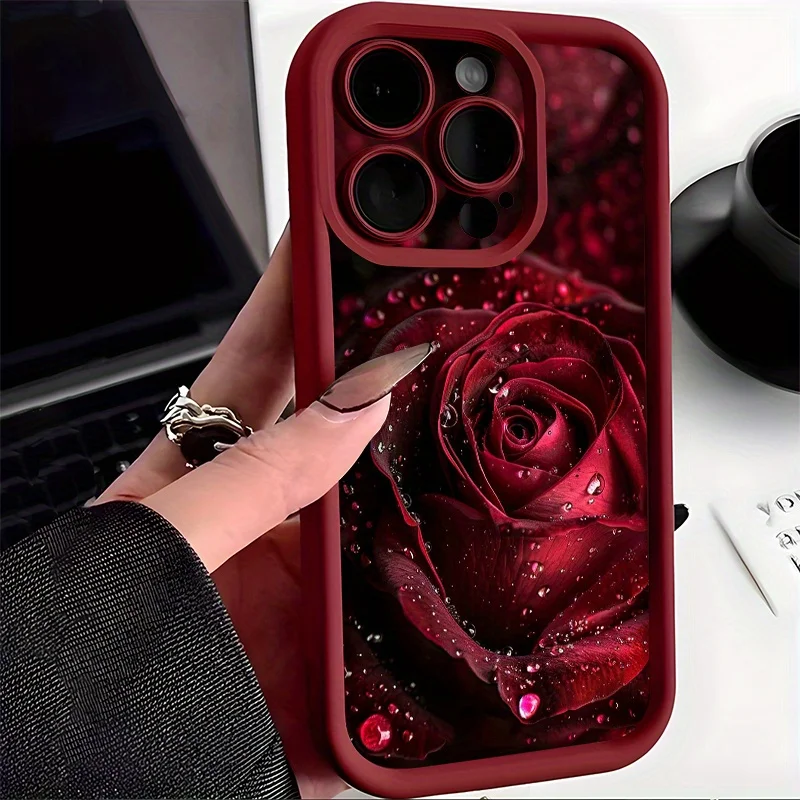 Wunderschöne Regentropfen-Rosenmuster-Handyhülle A5 Pro Plus 4G 5G Weiche TPU-Abdeckung – Bild 2