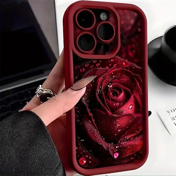 Redmi Note 13 5G: Wunderschöne Regentropfen-Rosenmuster-Handyhülle A5 Pro Plus 4G 5G Weiche TPU-Abdeckung