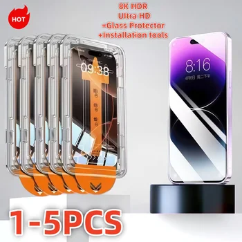 iPhone 15 Plus: 1-5PCS Staubfreie Installation Gehärtetes Glas Displayschutzfolie