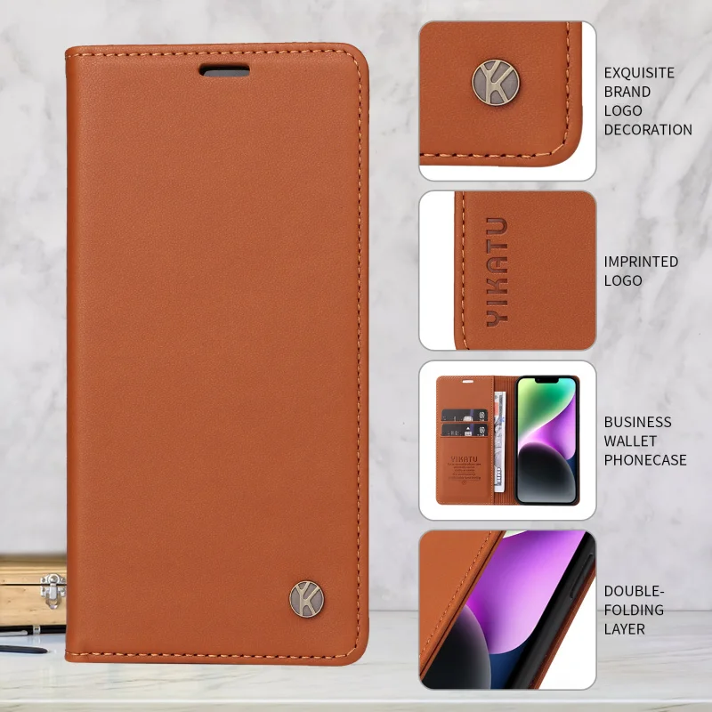 Magnetische Leder-Brieftaschenhülle mit Anti-Diebstahl-Bürstenfunktion – Bild 3