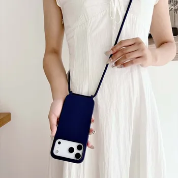 iPhone 13: Luxus Strap Lanyard Telefon Fall Candy Farbe weiche Silikon TPU Abdeckung Shell