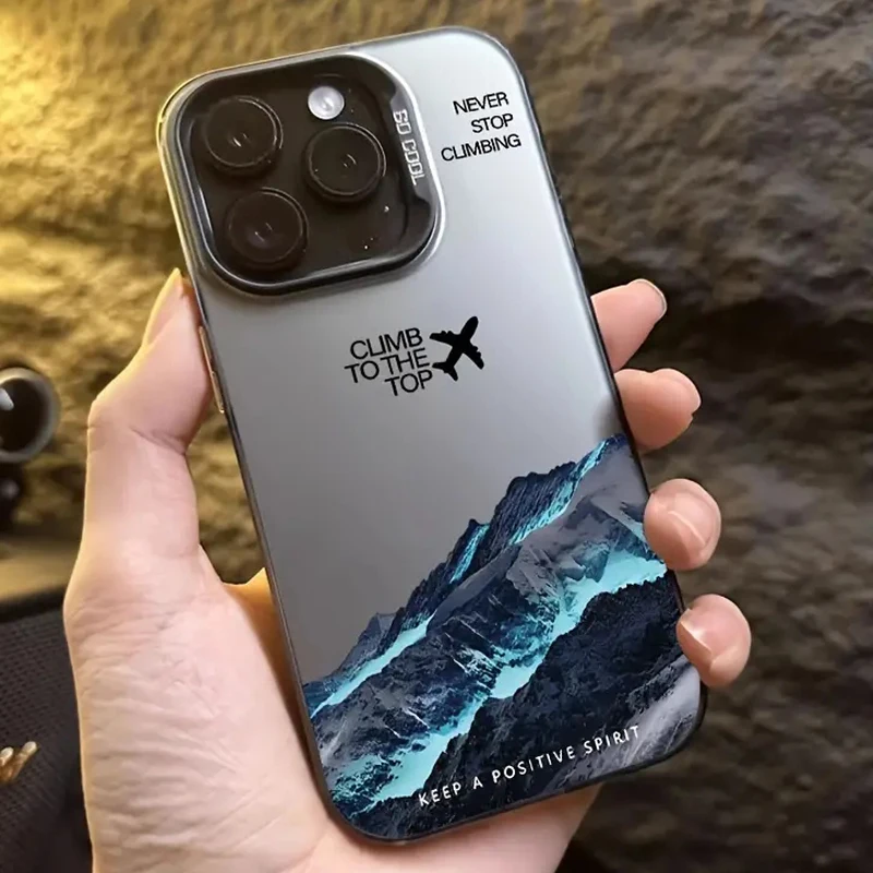 iPhone 15 Pro Max: Mountain Peak Flugzeug-Handyhülle Shockproof Sunset IMD Cover