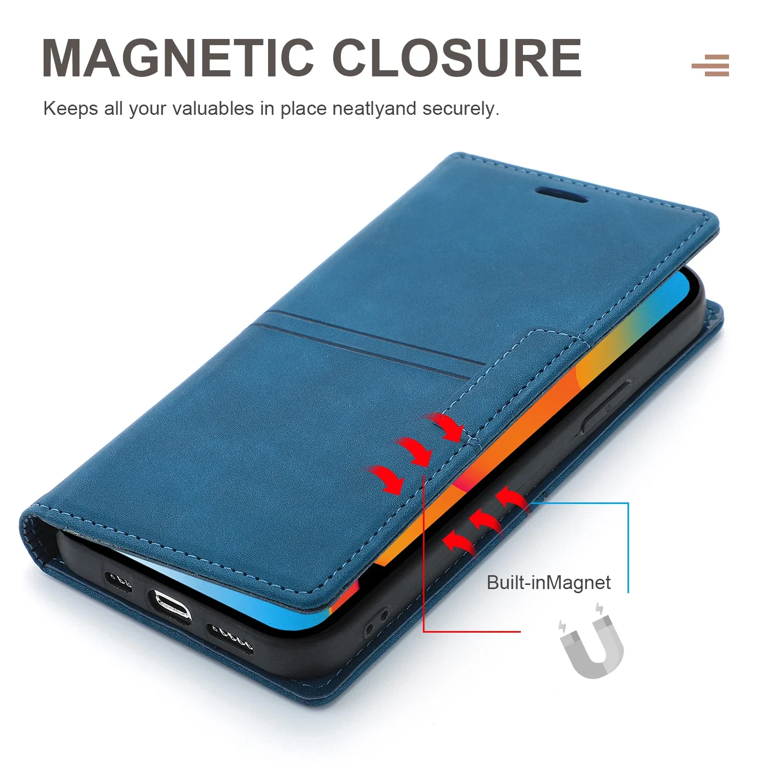 iPhone 16 Pro: Leder-Flip-Wallet-Hülle Magnetischer Kartenhalter Handyhülle
