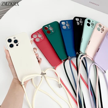 IPhone 12 Pro Max: Crossbody-Halsketten-Riemen, weiche Silikonhülle Lanyard-Schnurabdeckung