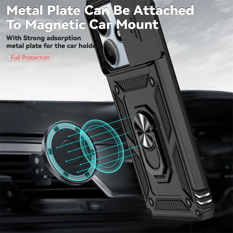 Funda Hinweis 14 5G Fall Rutsche Kamera Schützen Rüstung Telefon Fall auto Halter Magnetische Ring Abdeckung – Bild 4