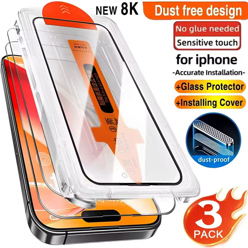 iPhone 13: 3 Stück HD-Displayschutzfolien aus gehärtetem Glas, kratzfest, staubfrei