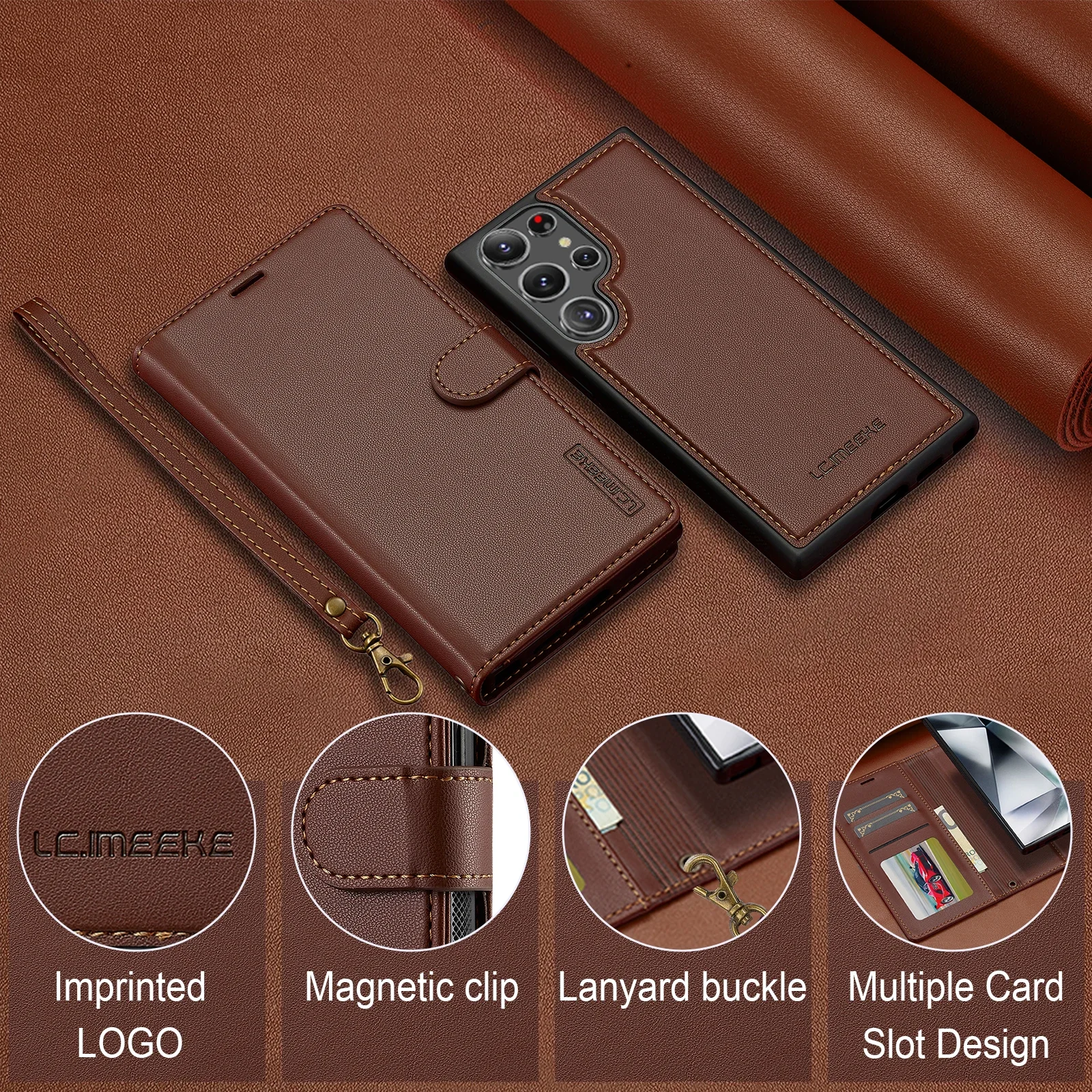 Ledertasche Magnetische Flip Wallet – Bild 6