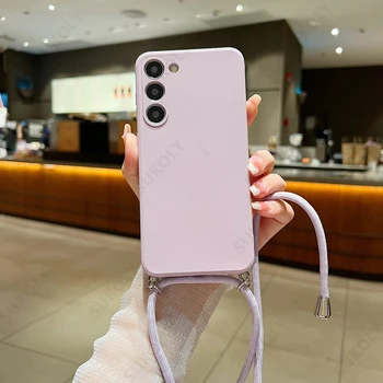 Galaxy S25: Crossbody-Hülle mit Trageband, weiche Schutzhülle, Flüssigsilikonhülle