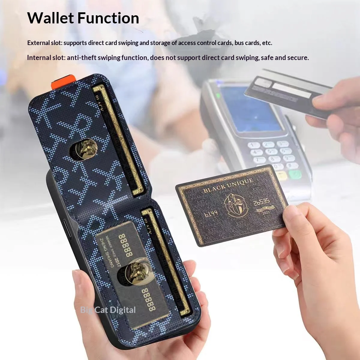Leder-Handyhülle mit Magnetischer Kartenhalterung für iPhone 18 16 15 14 13 12 17 Pro Max, Magsafe-kompatibel, Starke – Bild 3