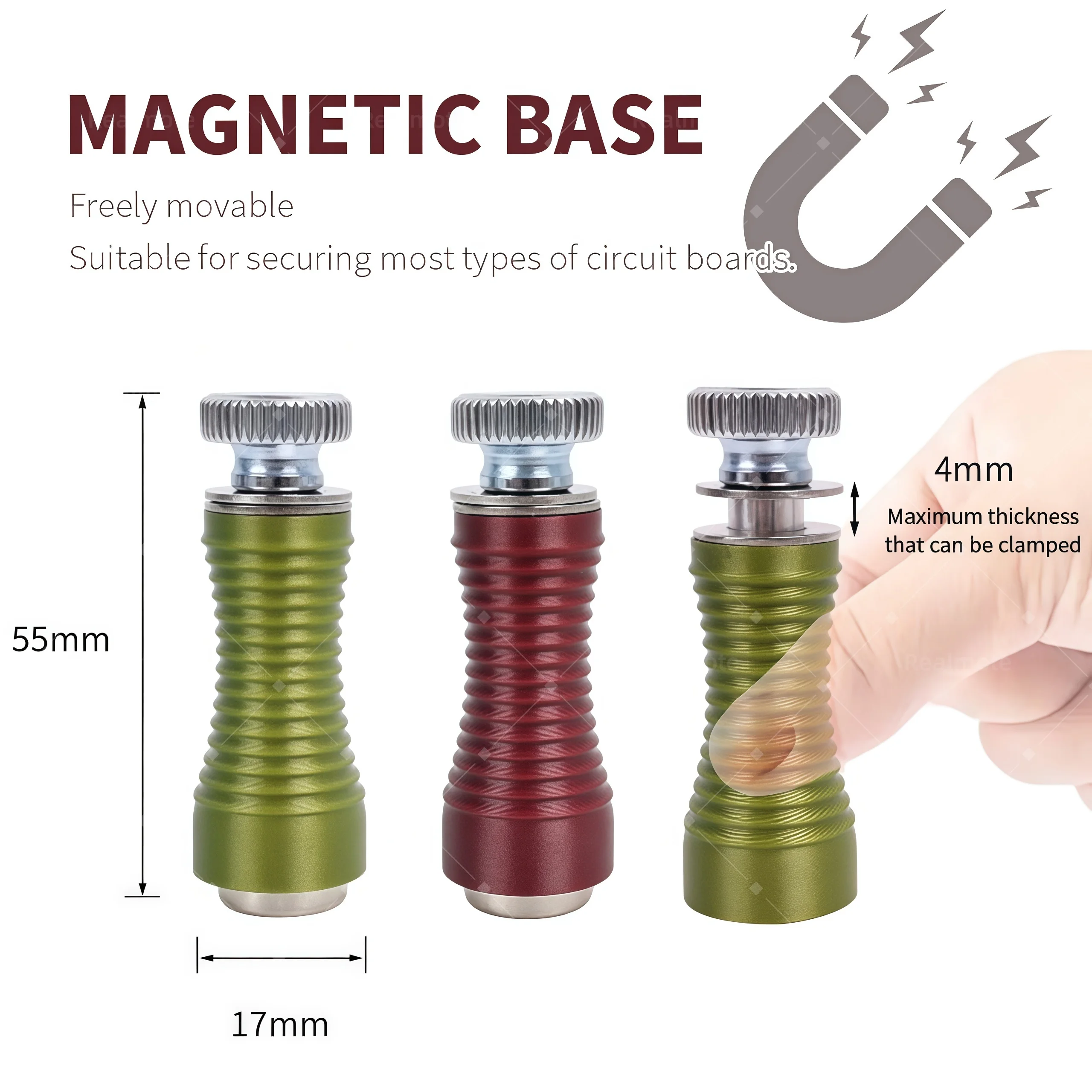 4-teiliges neues Upgrade-Set mit federbelasteten magnetischen Leiterplattenhaltern – starker Magnet, Carbon-Säulen-Design für Telefonreparatur und Löten – Bild 2